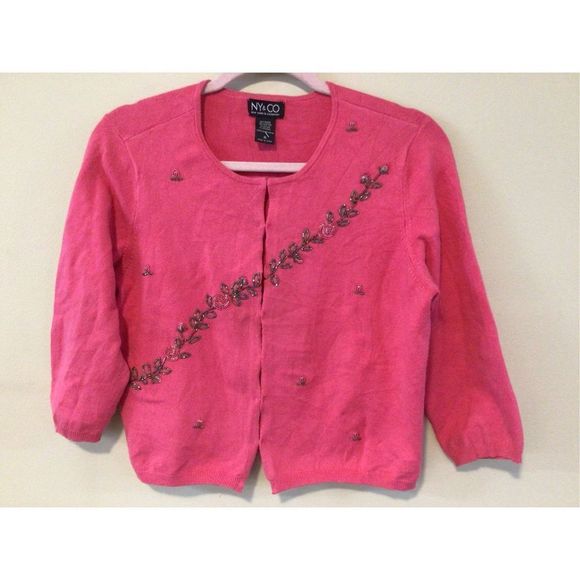 New York & Company Pink Cardigan with Embroidery - Picture 5 of 9